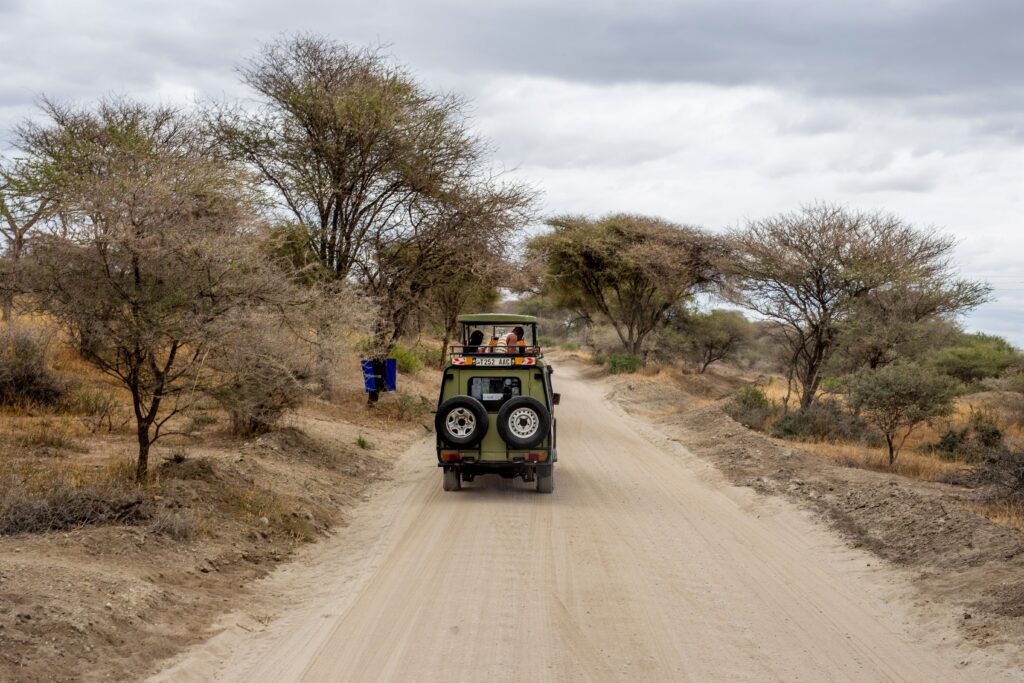 4x4 safari vehicle driving through Tarangire National Park
